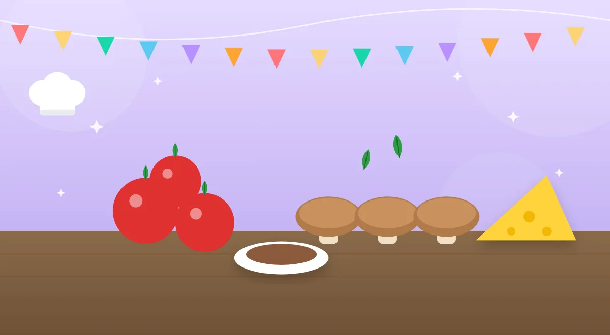 איור של עגבניות, פטריות וגבינה קשה, מזונות עשירים באומאמי